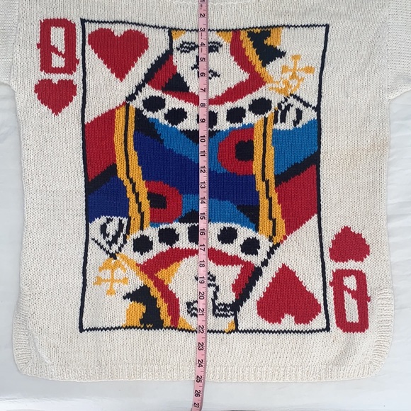 Vintage Rare 80’s Queen of Hearts Sweater Boat Neck size Large - Picture 6 of 6